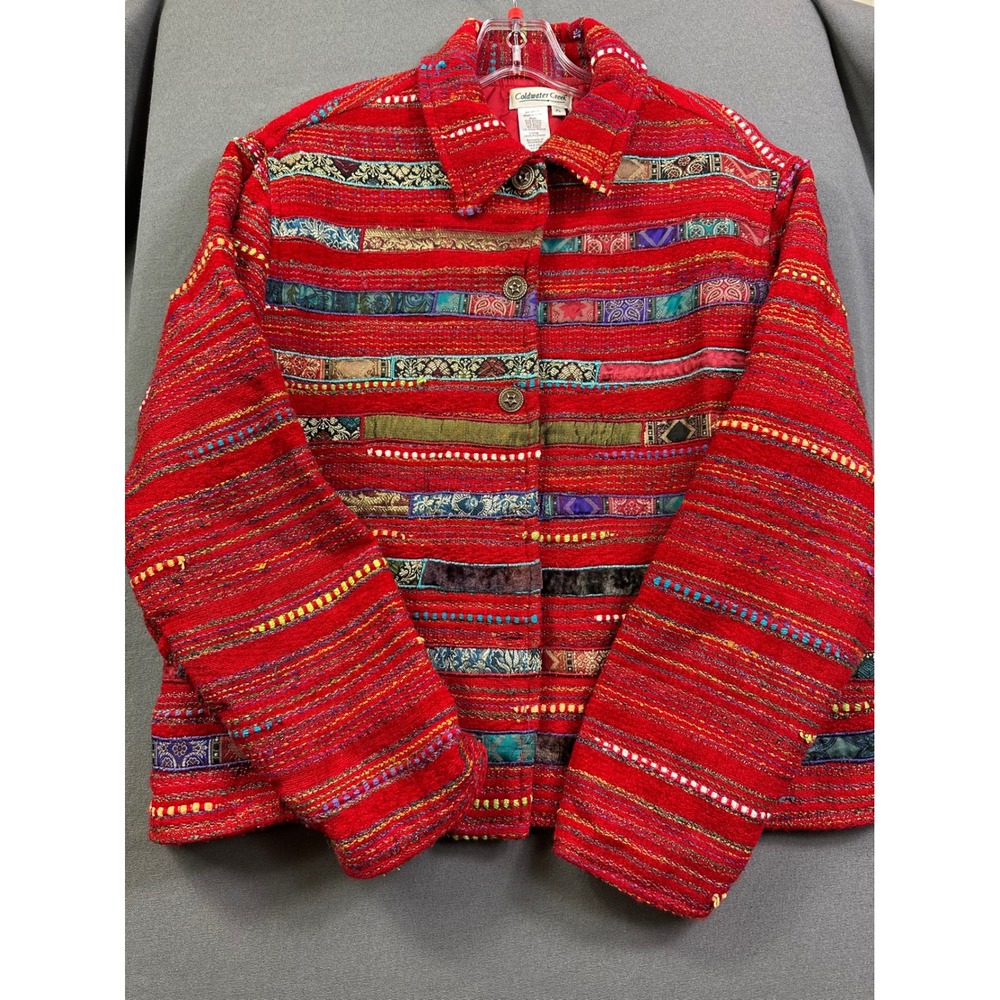 Coldwater Creek Red Patchwork Tapestry Jacket Wom… - image 7